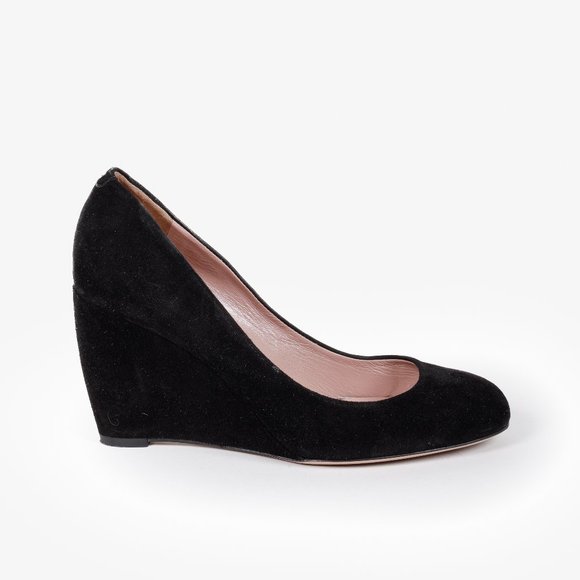 Gucci Black Suede Wedge Heels - Picture 1 of 10